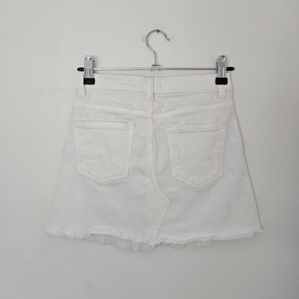 DL1961 Jenny Mini Skirt Girls 10 White Denim Frayed Raw Hem - Picture 5 of 5